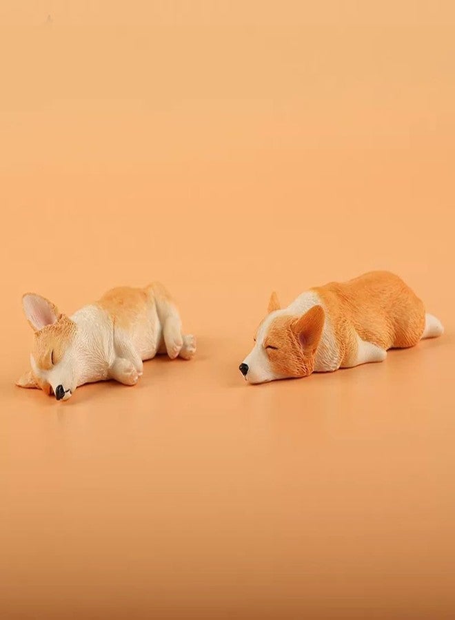 RillyRellow Miniature Corgi Figurine, Dollhouse Miniature Corgi, 1:12 Sleeping Welsh Corgi Dog, Home Fairy Garden Decoration, Simulation Dog Resin Figures (1PCS) (Brown on Stomach) - Image 4